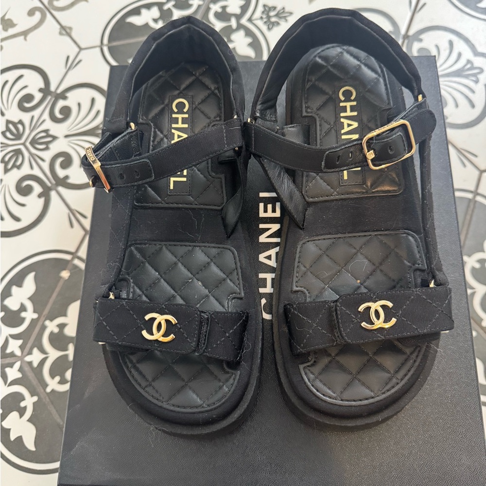 Grosgrain Black Chanel Sandals